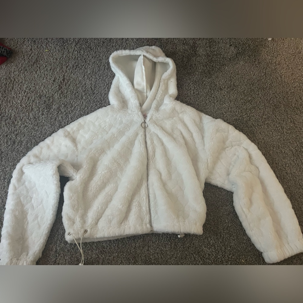 Fuzzy sweatshirt crop top